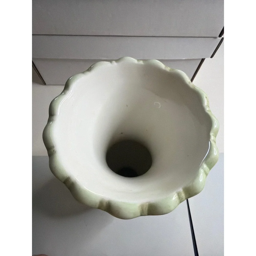 Tracy Porter for FTD Ceramic Floral Bud Vase Blue Flowers Purple Berries Scallop